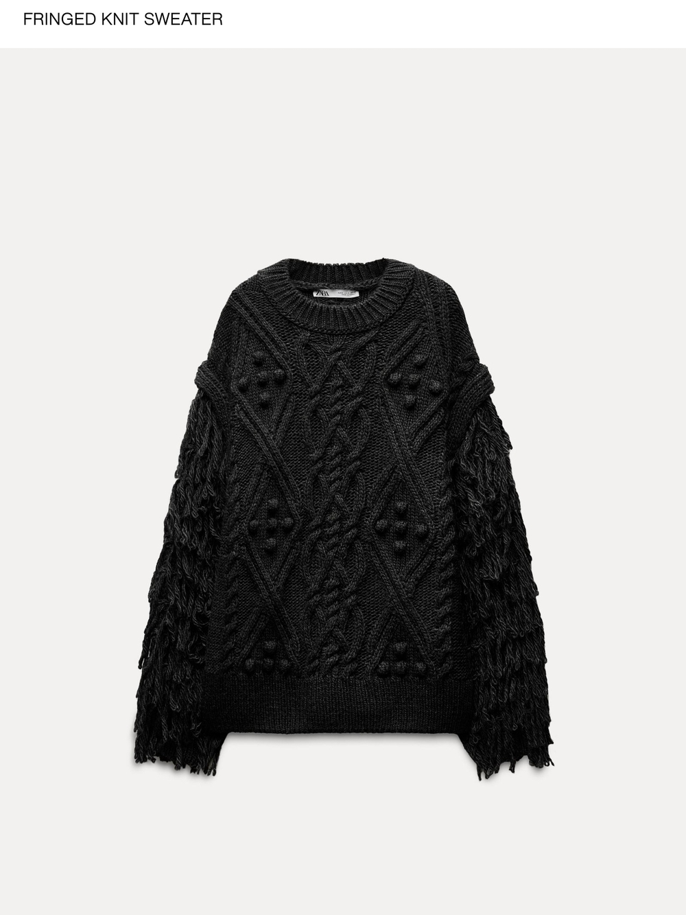 ZARA Fringed Knit Sweater - Black